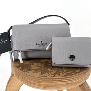 NWT Kate Spade Handbag / Wallet Gift Set Mountain Gray